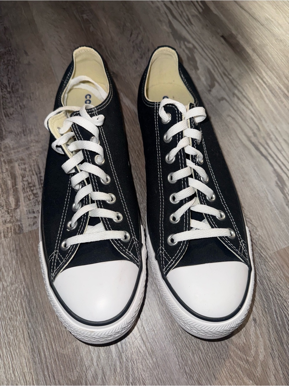 Classic Black Canvas Low-Top Sneakers with White Toe